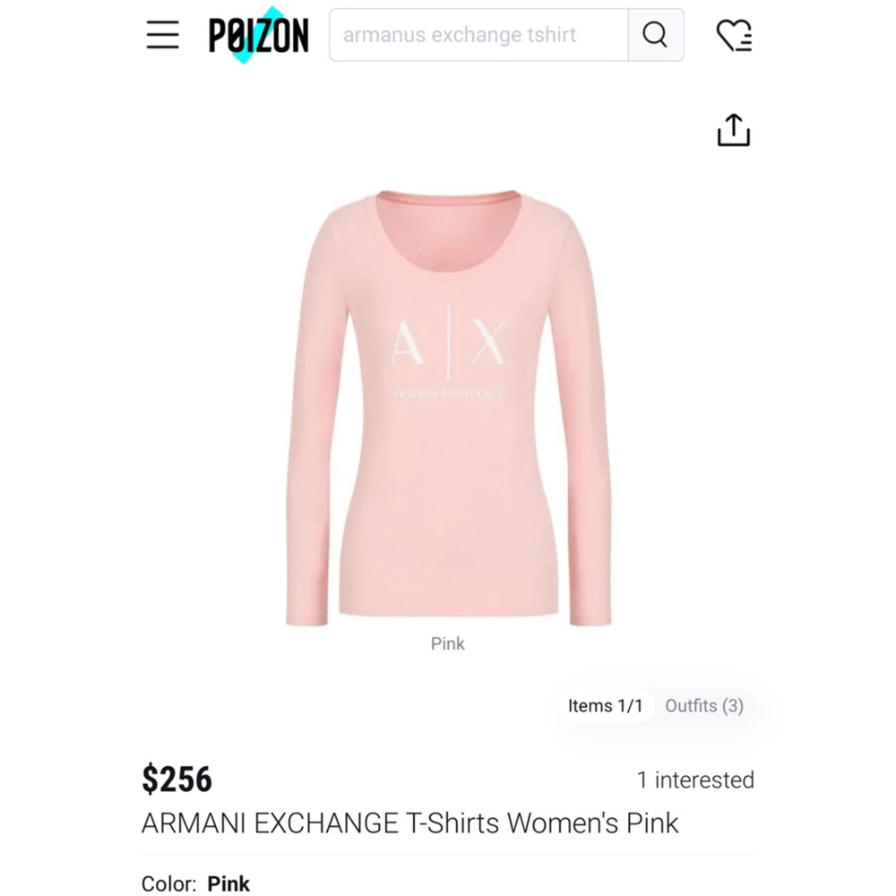 NWT Women's Armani Exchange T-Shirt Pink Size M